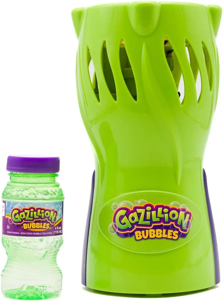 Gazillion Bubbles Bubble Flare in lime green with a bottle of bubble solution