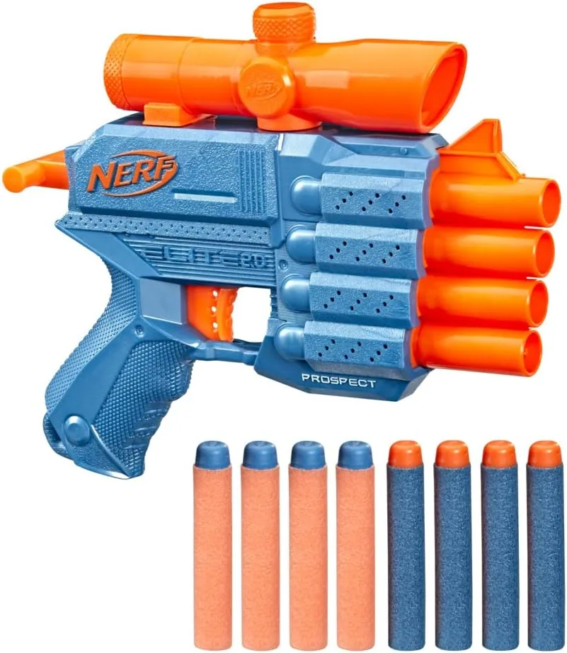 Nerf Elite 2.0 Prospect QS-4 with scope and eight foam darts