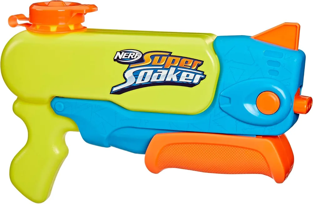 Nerf Super Soaker Wave Spray in lime green and blue with orange pump grip