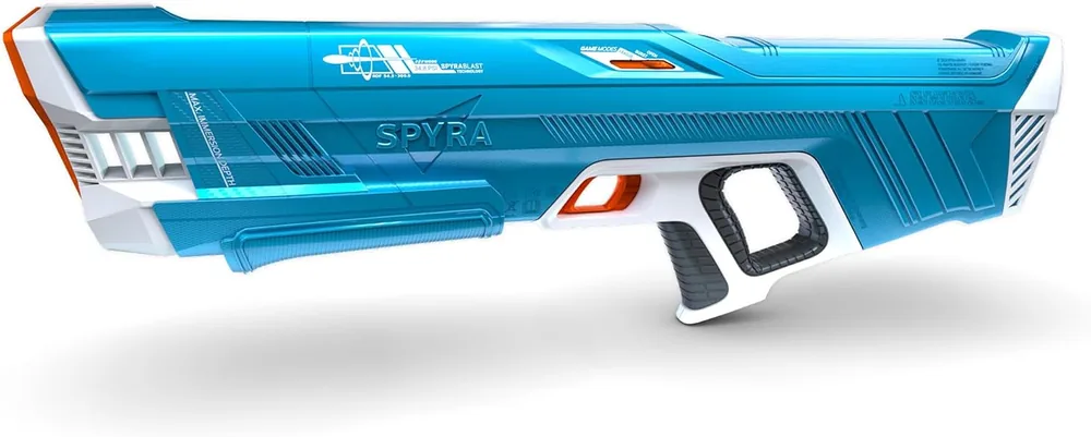SpyraThree in blue, side view of the single electric water blaster
